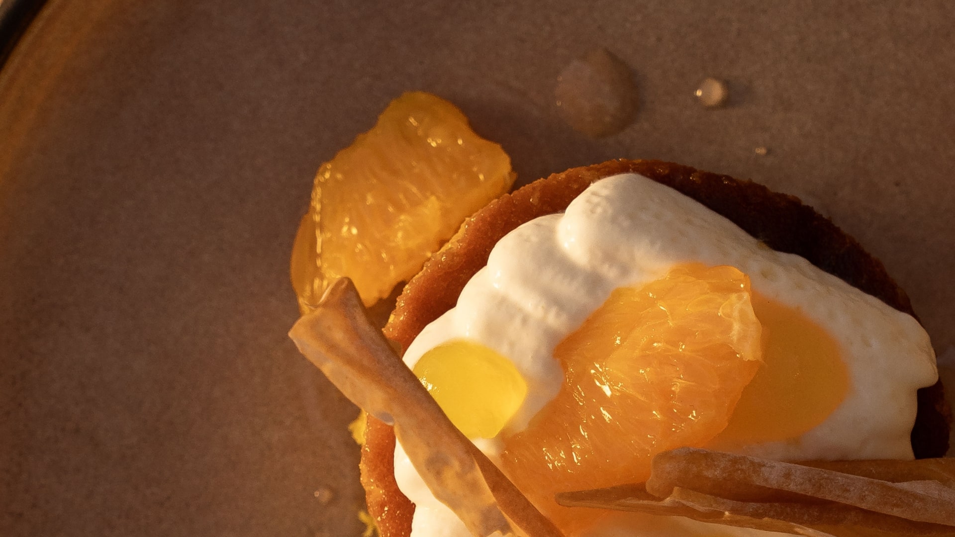 Desert served on a plate in a rooftop restaurant in Athens