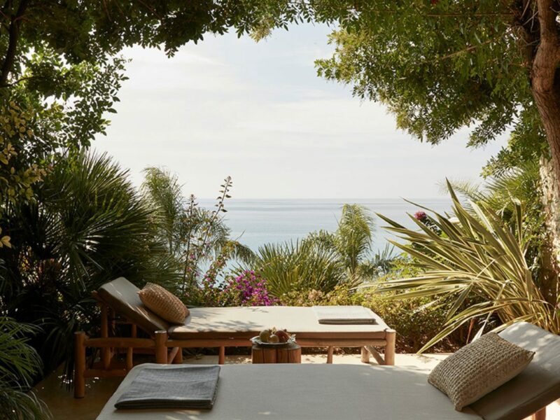 massage tables at a retreat in Kefalonia