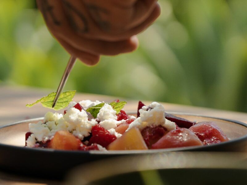 plate of salad on a luxury restaurant in athens