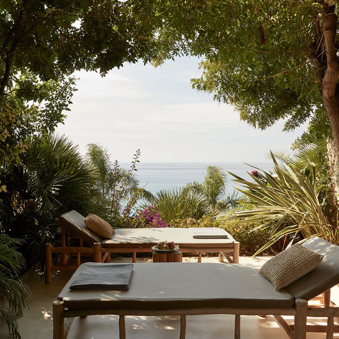 massage tables at a retreat in Greece