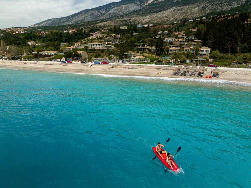 people doing water sports at kefalonia retreats