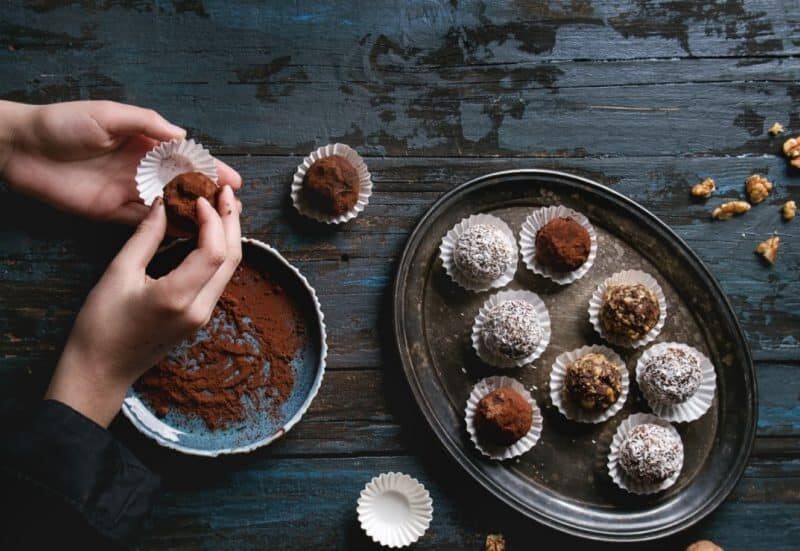 Dark Chocolate Truffles on a plate