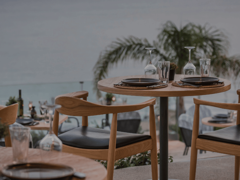 dining table with sea view in Kefalonia