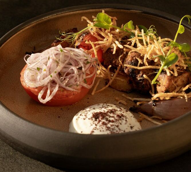 plate of gourmet food at a restaurant